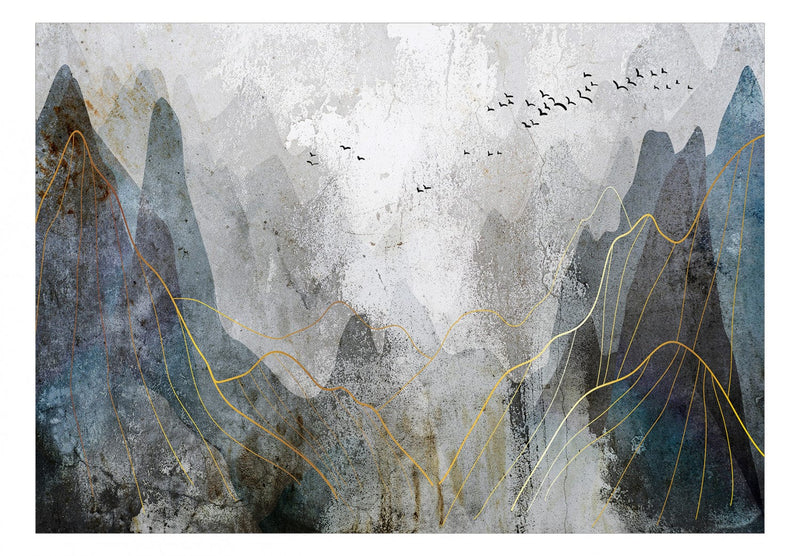 Fototapetes ar stilizētiem kalniem pelēkos toņos, 136324 G-ART