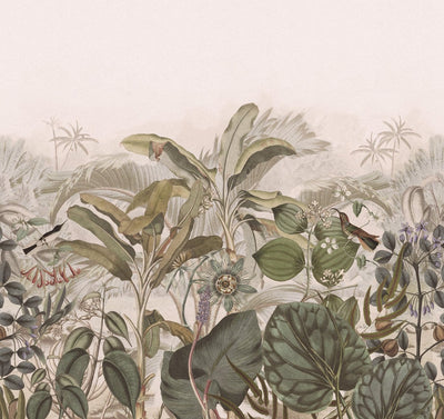 Wall Murals with tropical leaves in soft shades, RASCH, 2045701, 318x300 cm RASCH