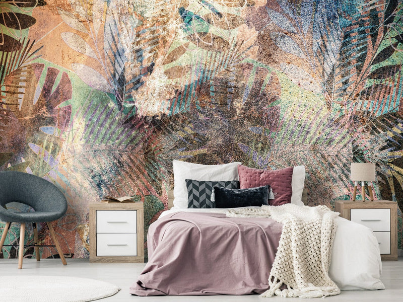 Wall Murals with tropical leaves in vintage style, 142689 G-ART