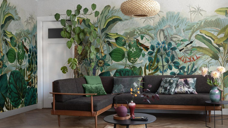 Wall Murals with tropical green leaves, RASCH, 2045642, 265x265 cm RASCH