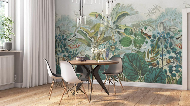 Wall Murals with tropical green leaves, RASCH, 2045642, 265x265 cm RASCH