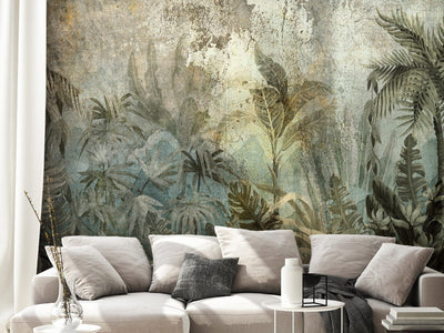 Wall Murals with tropical jungle in dark green shades, 142593 G-ART