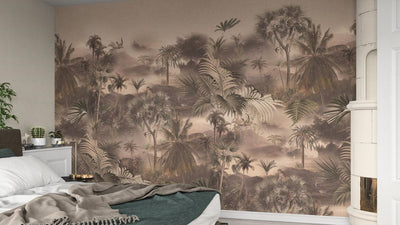 Fototapetes ar tropisko ainavu brūnos toņos, RASCH, 2045615, 371x300 cm RASCH