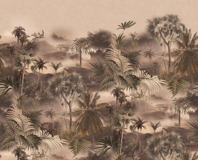 Wall Murals with tropical landscape in brown shades, RASCH, 2045615, 371x300 cm RASCH