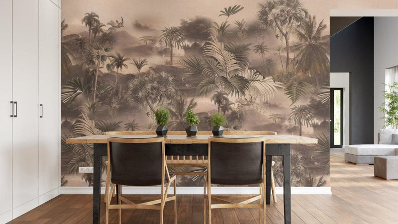 Wall Murals with tropical landscape in brown shades, RASCH, 2045624, 318x265 cm RASCH