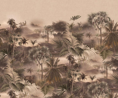 Wall Murals with tropical landscape in brown shades, RASCH, 2045624, 318x265 cm RASCH
