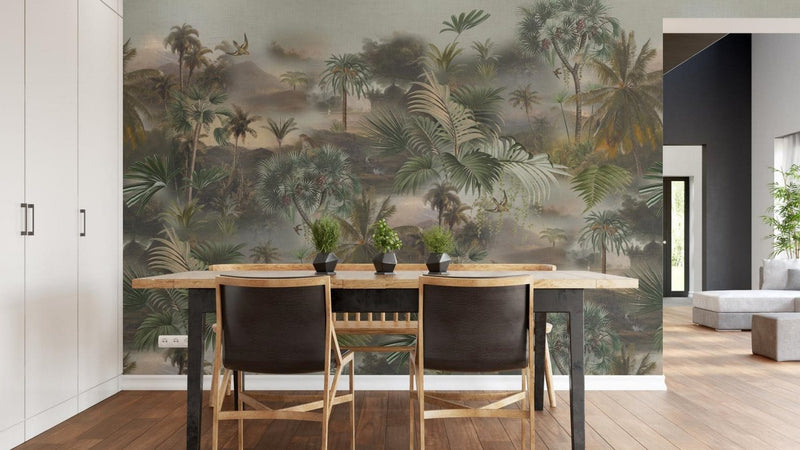 Wall Murals with tropical landscape in green shades, RASCH, 2045536, 371x300 cm RASCH