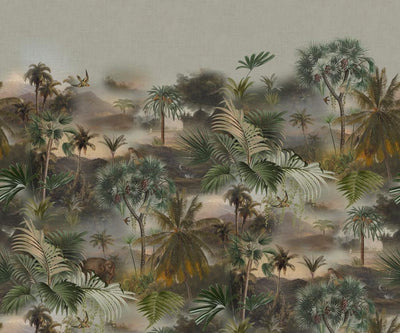Wall Murals with tropical landscape in green shades, RASCH, 2045557, 318x265 cm RASCH