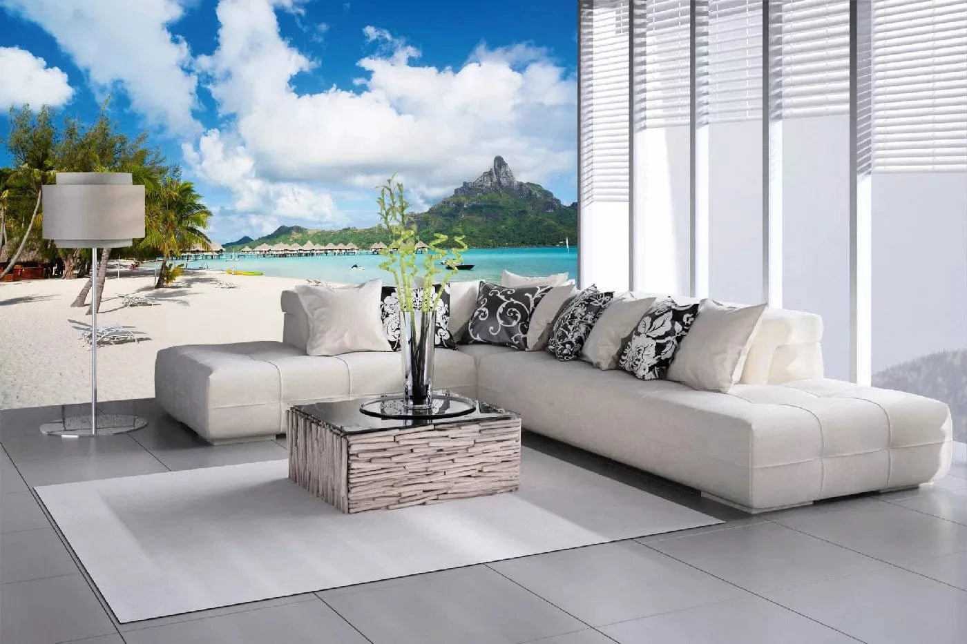 Fototapetes ar tropisko jūras skatu - Skaista pludmale, zilā, zaļā D-ART