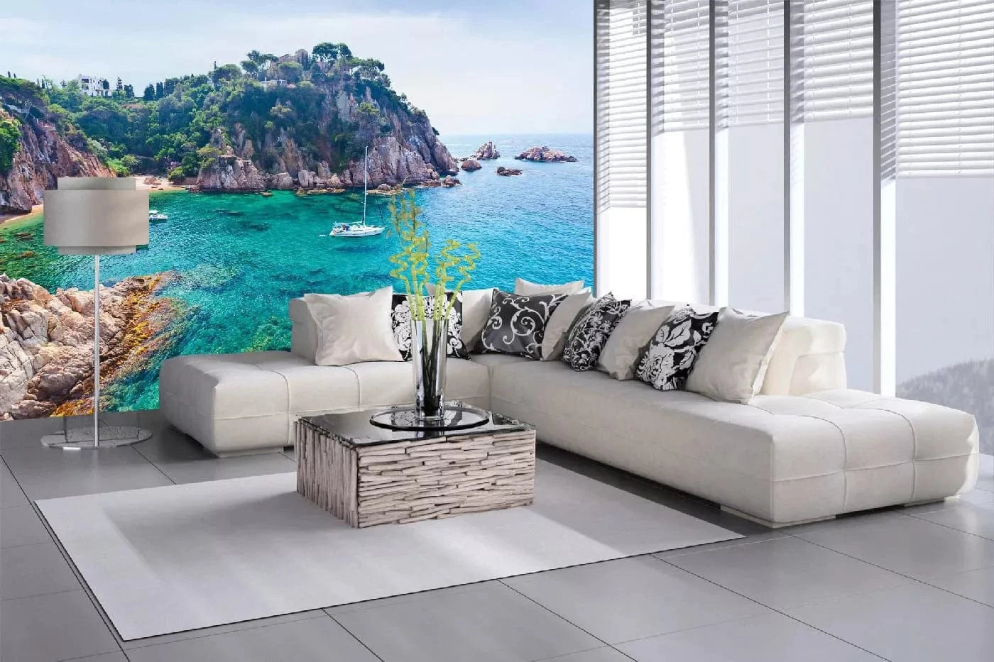 Fototapetes ar tropisko jūru - Costa Brava - viesistabai, zilā D-ART