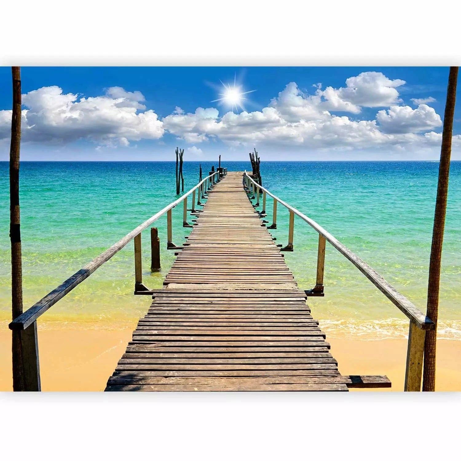 Fototapetes ar 3D telpisku ilūziju: skautu uz pludmali un okeānu G-ART