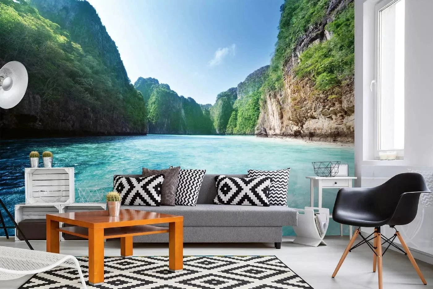 Fototapetes ar tropisko skatu - Phi Phi sala uz zila fona D-ART