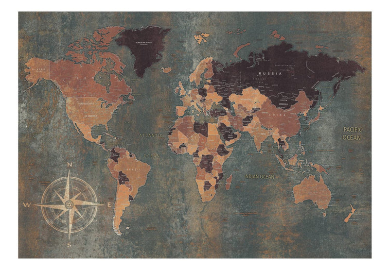 Fototapetes ar vintāžas pasaules karti - Noslēpumaina pasaule, 91661 G-ART