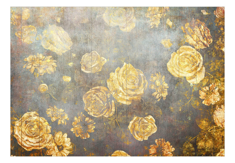 Wall Murals with vintage flowers - Misty flowers, yellow, 143144 G-ART