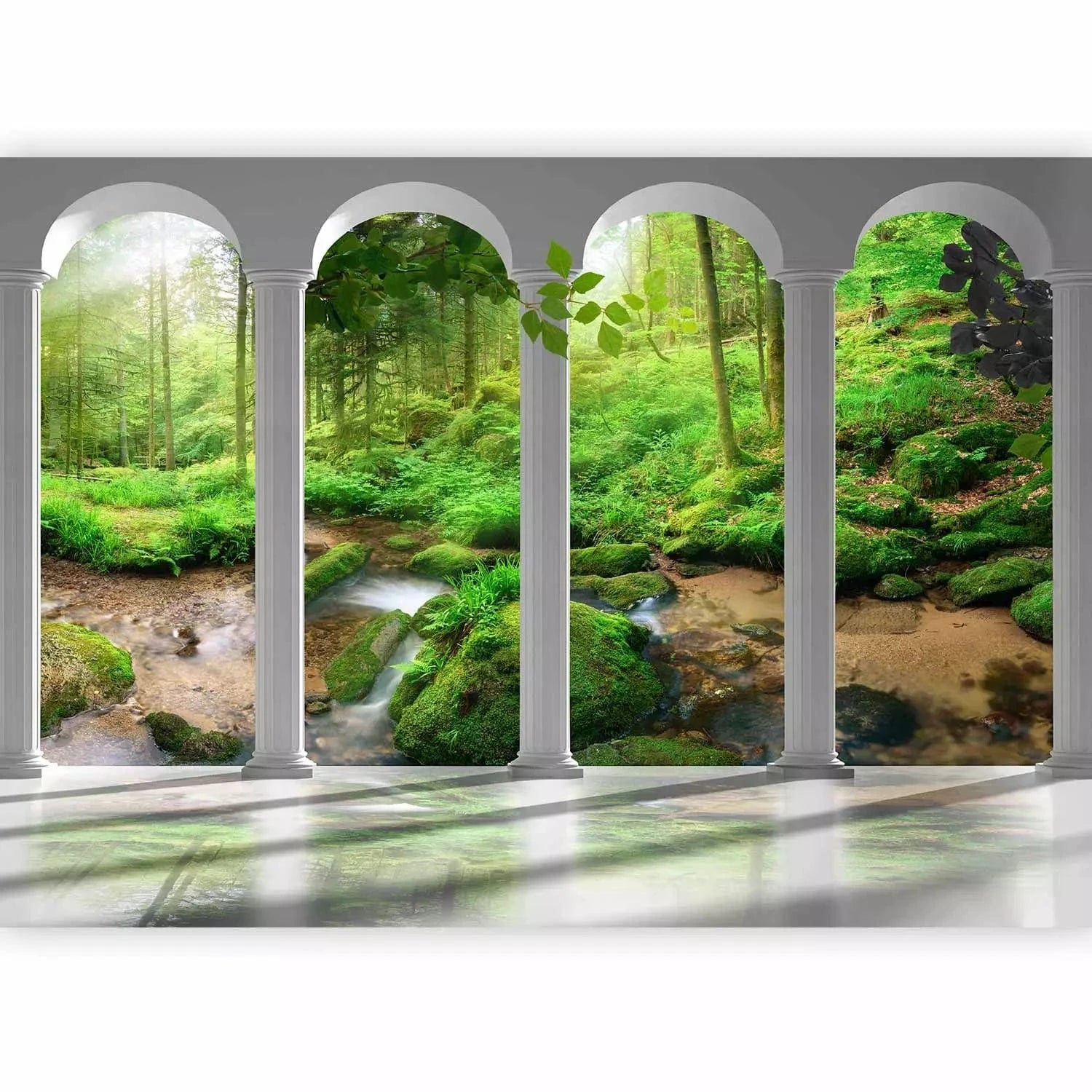 Fototapetes ar zaļu mežu - Meža arhitektūra - mežā krāsās G-ART