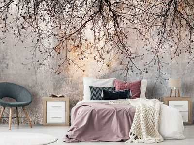 Wall Murals with branches on vintage background - Blossoming Radiance, 142597 G-ART