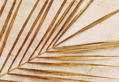 Fototapetai su auksiniais palmių lapais šviesiai smėlio spalvos fone, 142730 G-ART