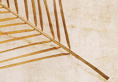 Fototapetes ar zelta palmu lapām uz gaiši bēša fona, 142730 G-ART