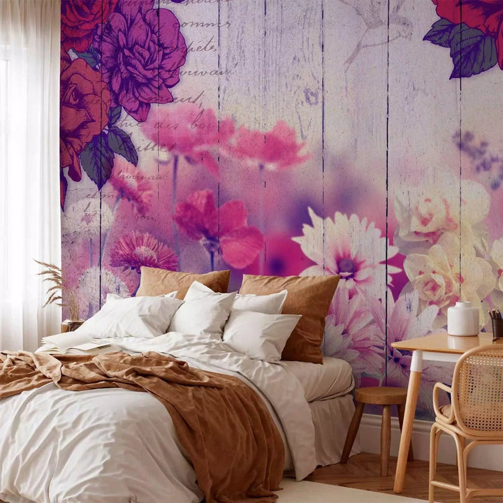 Fototapetes ar ziediem - Smaržīgā terapija, rozā/violetā krāsā G-ART