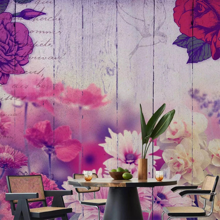 Fototapetes ar ziediem - Smaržīgā terapija, rozā/violetā krāsā G-ART