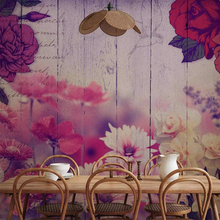 Fototapetes ar ziediem - Smaržīgā terapija, rozā/violetā krāsā G-ART