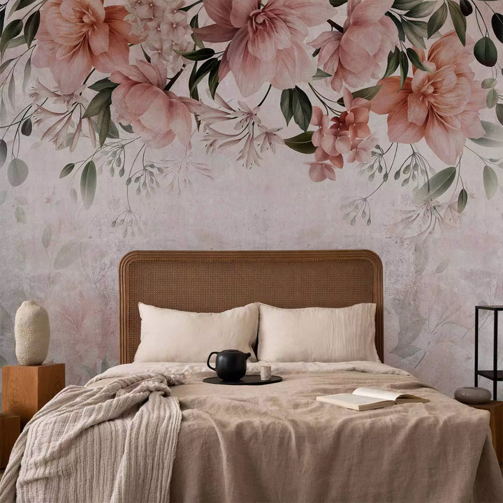 Fototapetes viesistabai ar ziediem - ziedu kompozīcija rozā toņos  G-ART