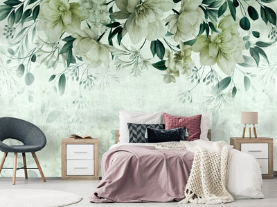 Wall Murals with flowers - Fragrant dreams, green , 143179 G-ART
