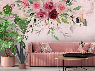Wall Murals with flowers - Summer day, pink, 143100 G-ART