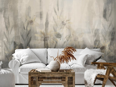 Wall Murals with flowers - Summer grey shades, 142951 G-ART