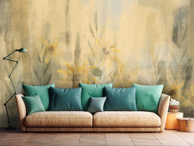 Wall Murals with flowers - Summer in warm colours, 14294 G-ART