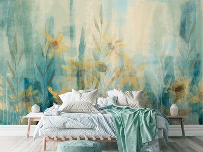 Wall Murals with flowers - Summer blue shades, 142950 G-ART
