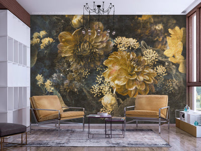 Wall Murals with flowers in vintage style - Retro flowers, 143070 G-ART