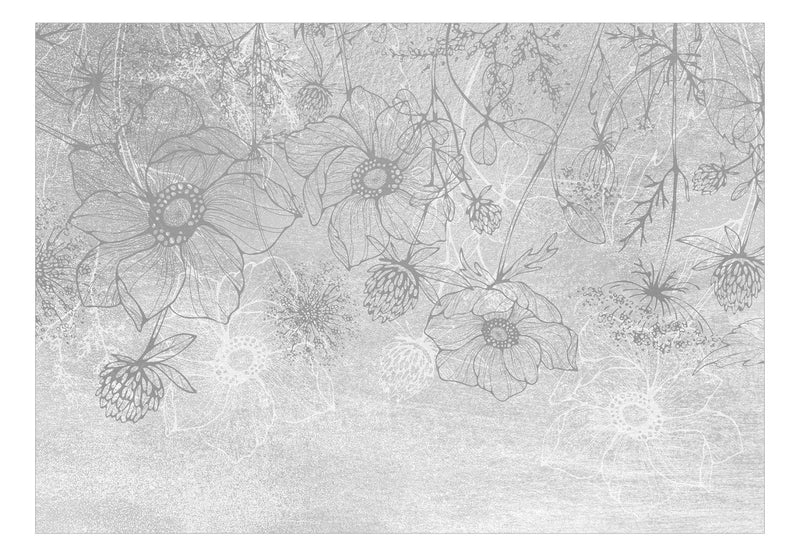 Wall Murals with flowers - Flowering interior, grey, 143066 G-ART