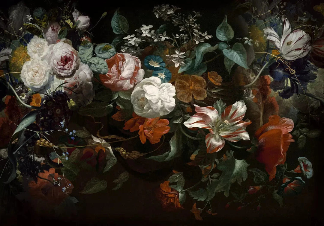 Fototapetes ar ziedu kompozīciju uz melna fona - Aromāts G-ART
