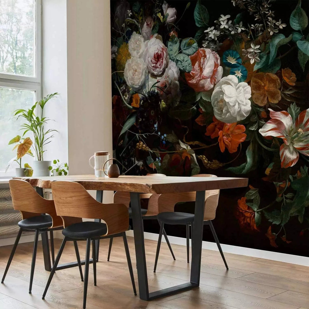 Fototapetes ar ziedu kompozīciju uz melna fona - Aromāts G-ART