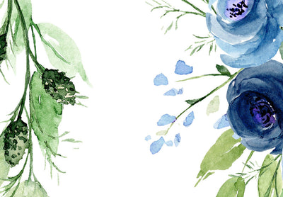 Фотообои с голубыми розами на белом фоне - Романтический венок, 143087 G-ART