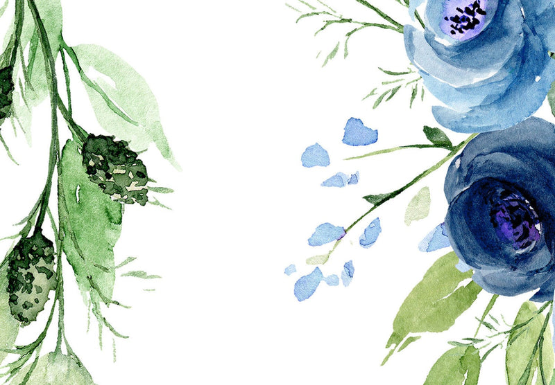 Фотообои с голубыми розами на белом фоне - Романтический венок, 143087 G-ART