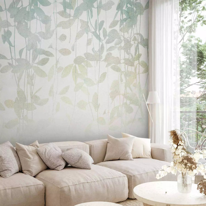 Fototapetes viesistabai - Augi smalkos pasteļzaļos toņos, 151283 G-ART