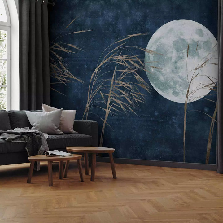 Fototapetes - Augsta zāle uz tumši zilas nakts debess fona - 151266 G-ART