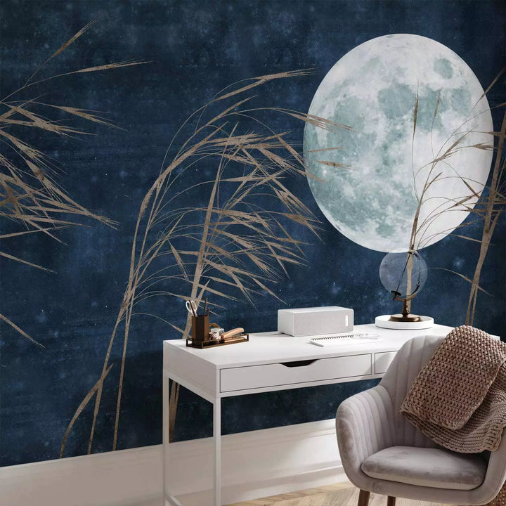 Fototapetes - Augsta zāle uz tumši zilas nakts debess fona - 151266 G-ART