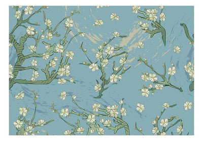 Valokuvatapetti Itämainen tyyli, sininen - Aasialaiset kukat, 142435 G-ART
