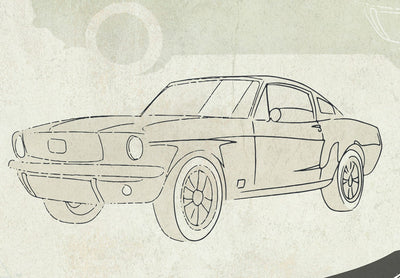 Wall Murals - Car sketches in muted colours, 149201 G-ART