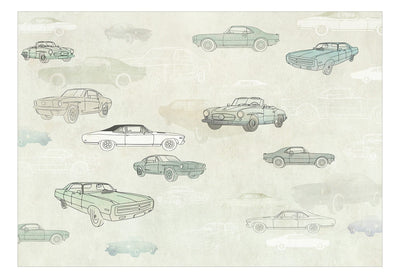 Wall Murals - Car sketches in muted colours, 149201 G-ART