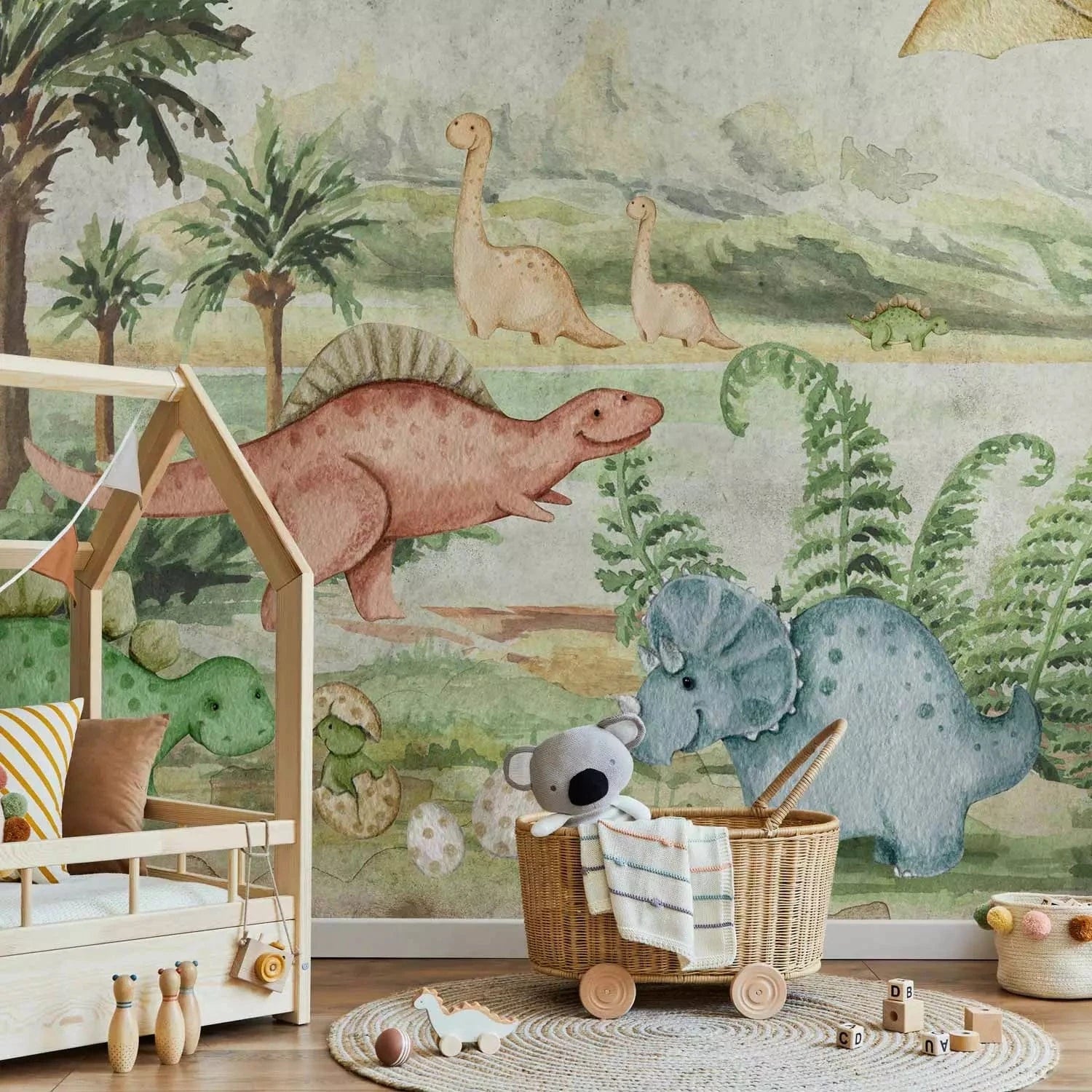 Fototapetes bērnu istabai ar dinozauriem - Juras laikmeta pasaule G-ART