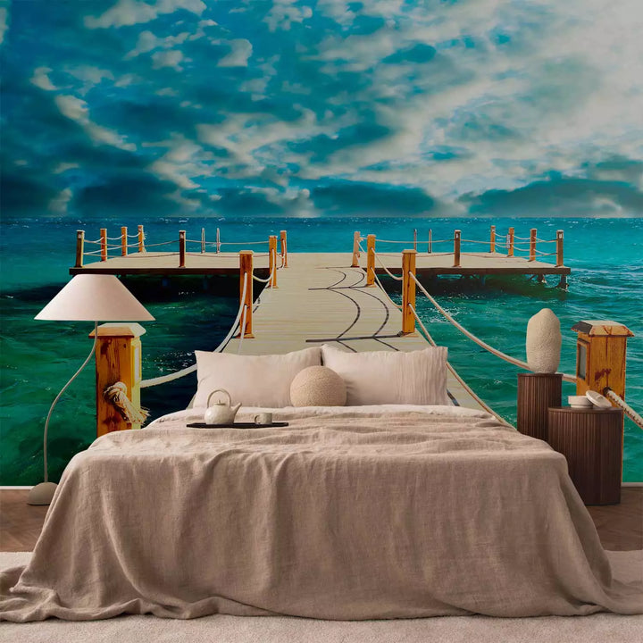 Fototapetes guļamistabai - Bezgalīgi zilgani okeāna ūdeņi un mākoņi G-ART