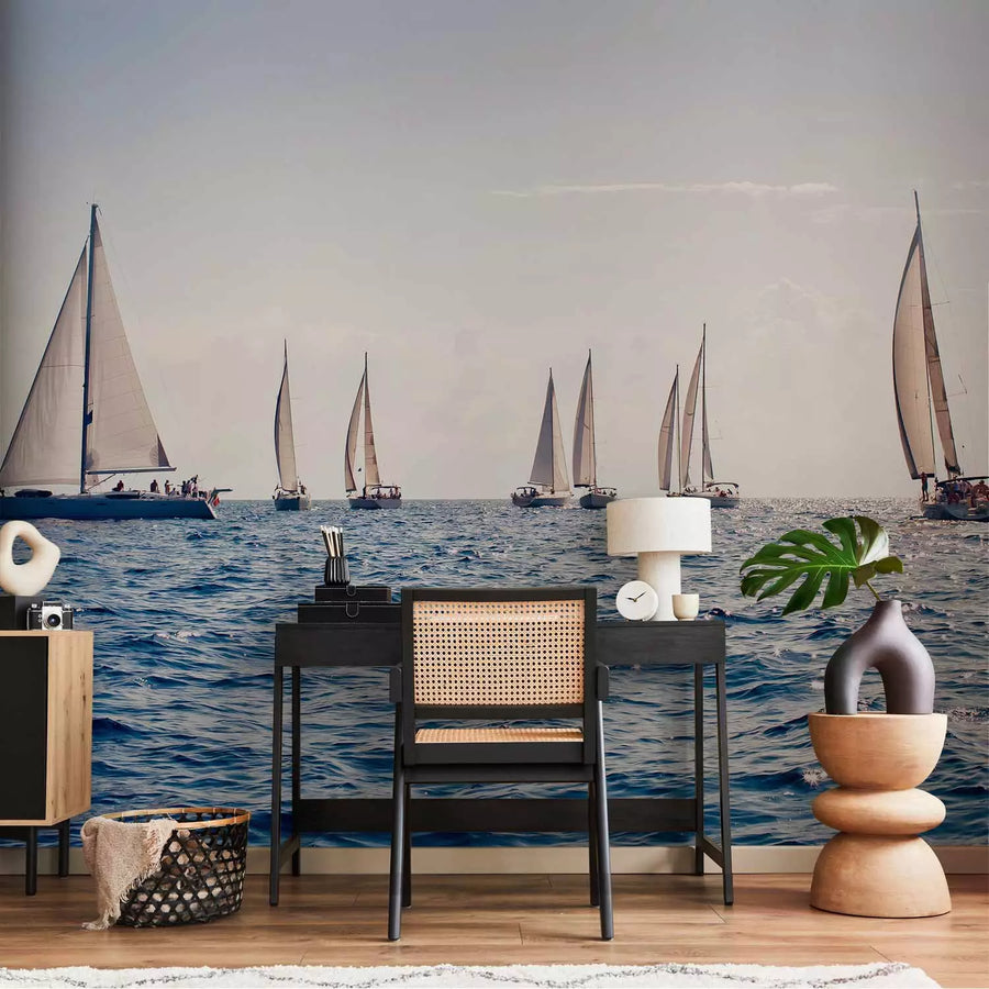 Fototapetes ar laivām - Buru laivas peld pa jūras viļņiem, 151267 G-ART