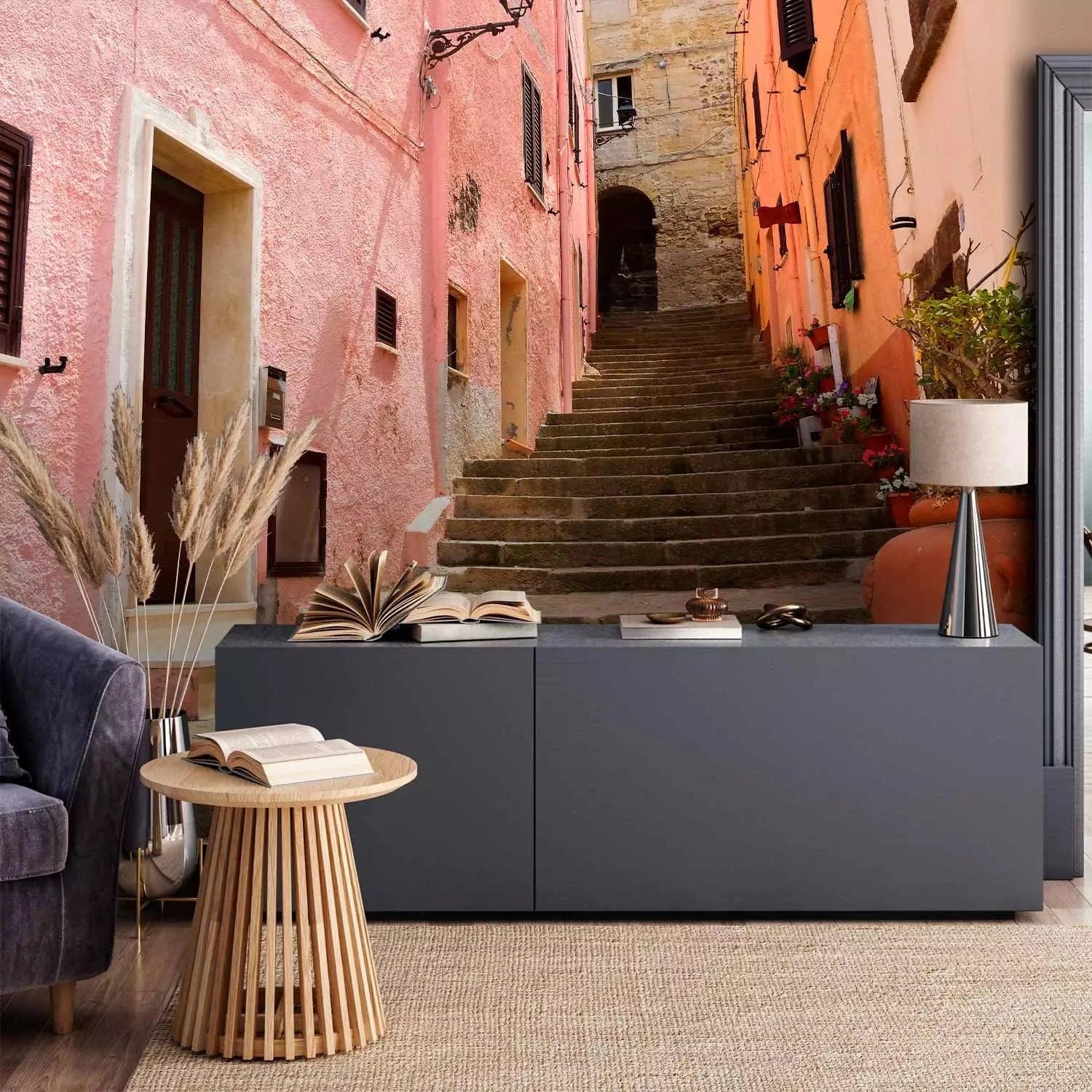 Fototapetes - Burvīga aleja Sardīnijā rozā krāsās, 151018 Tapetenshop.lv