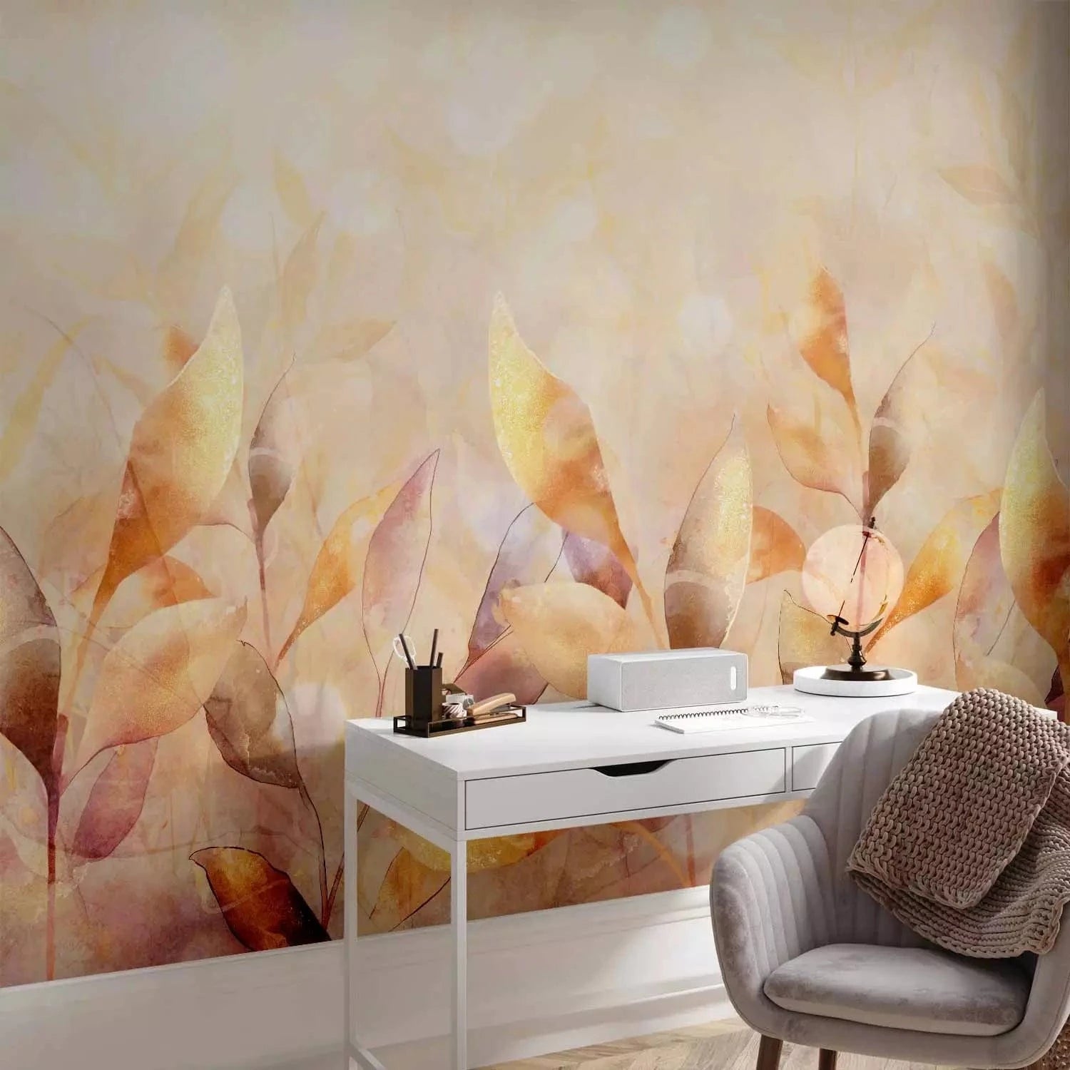 Fototapetes-  Dabas ainava ar augu kompozīciju oranžos toņos G-ART