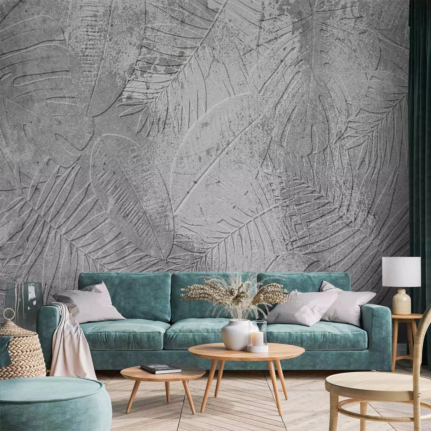 Fototapetes - Dabas hieroglifi, abstrakta tekstūra ar melnbaltam lapām G-ART