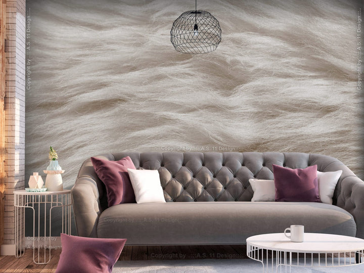 Pūkains mākslīgais tekstils Silver Sand krāsā #C3BEB8 G-ART